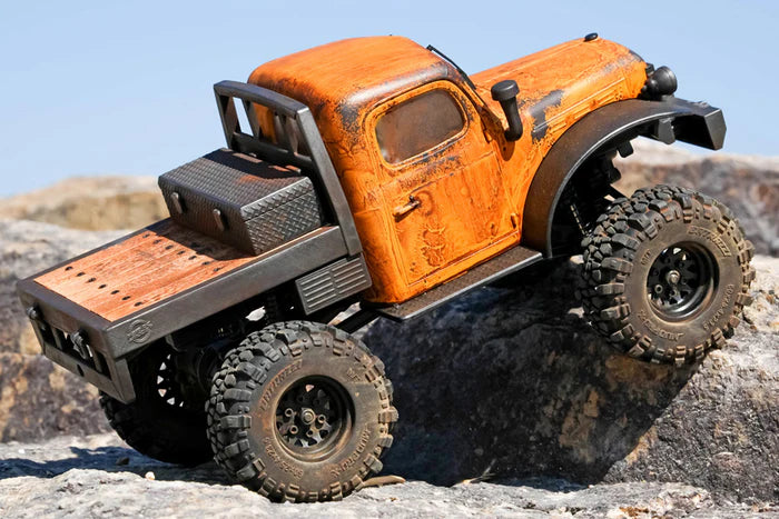 FairRC 1/24 FCX24 Rustwood Mod – Weathered Power Wagon with Real Wood Flatbed (RTR)