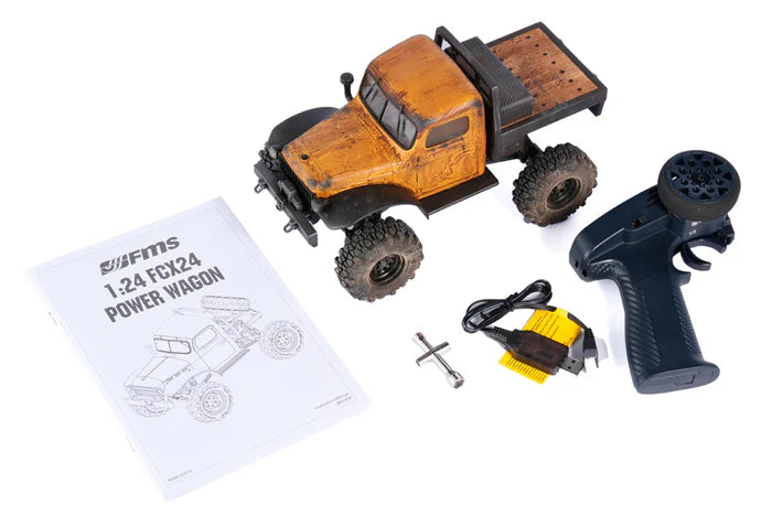 FairRC 1/24 FCX24 Rustwood Mod – Weathered Power Wagon with Real Wood Flatbed (RTR)