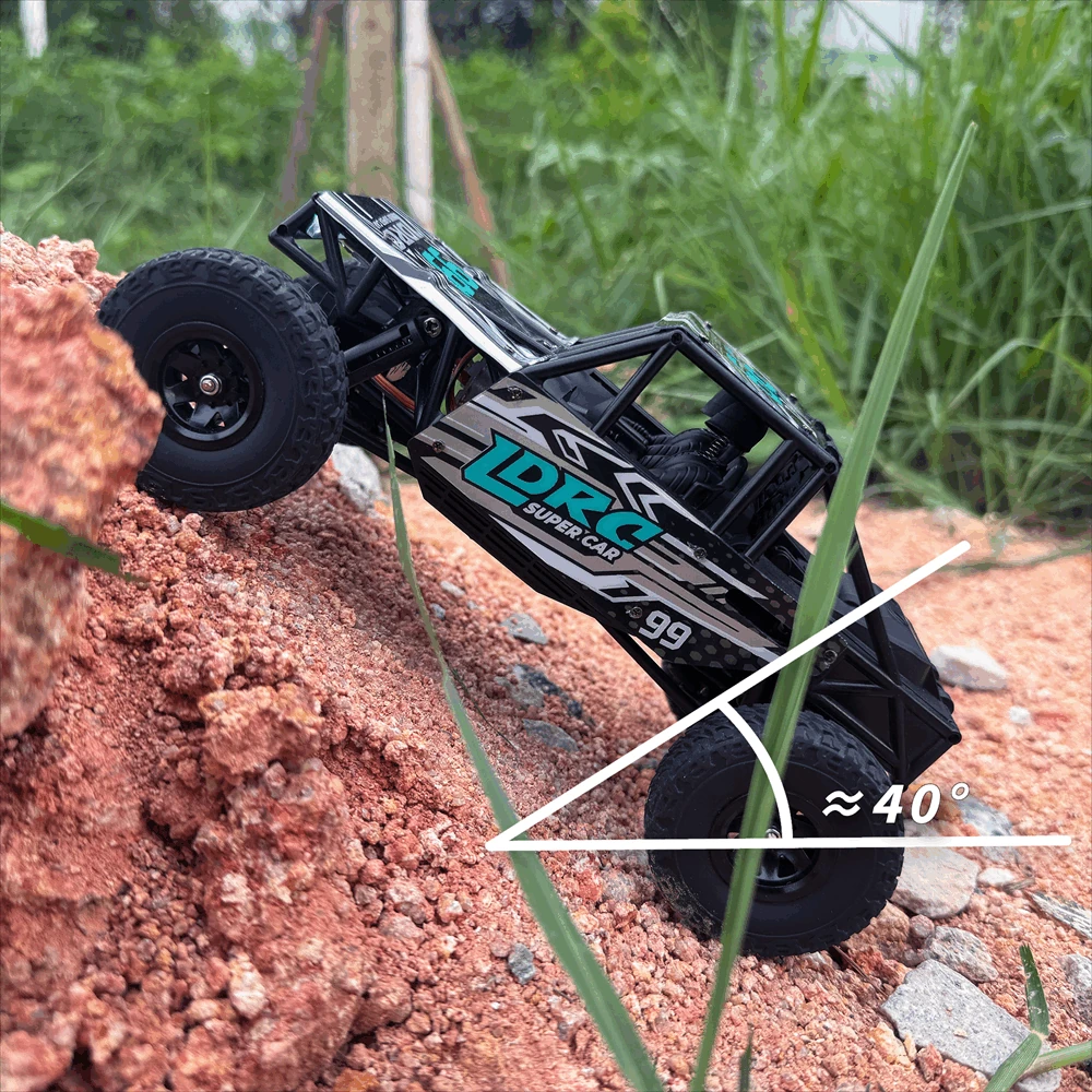 LDRC 18499 1/18 4WD Ready-to-Run RC Rock Crawler with Pipe Rack and LED Lights