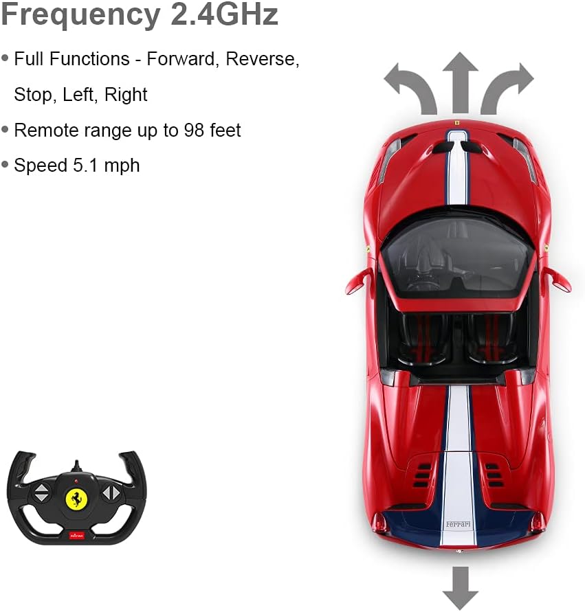 RASTAR 1/14 Scale Ferrari 458 Speciale A RTR RC Car – Licensed, Convertible Roof