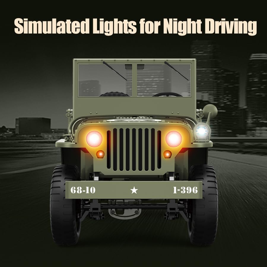 1/10 Willys MB Jeep 4WD Ready to Run RC Crawler with Tarpaulin and LED Lights