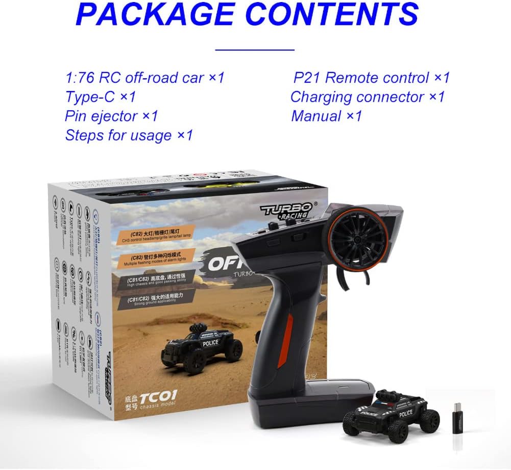 FLYCOLOR Turbo Racing 1:76 Scale Drift RC Car – Full Proportional 2WD with Gyro & Dual Shells (RTR)