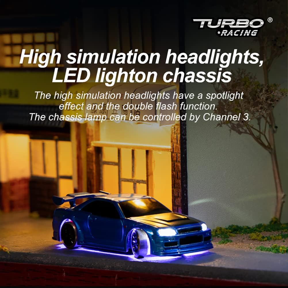 FLYCOLOR Turbo Racing C64 1:76 RWD Ready to Run Drift RC Car with Gyro and LED Lights