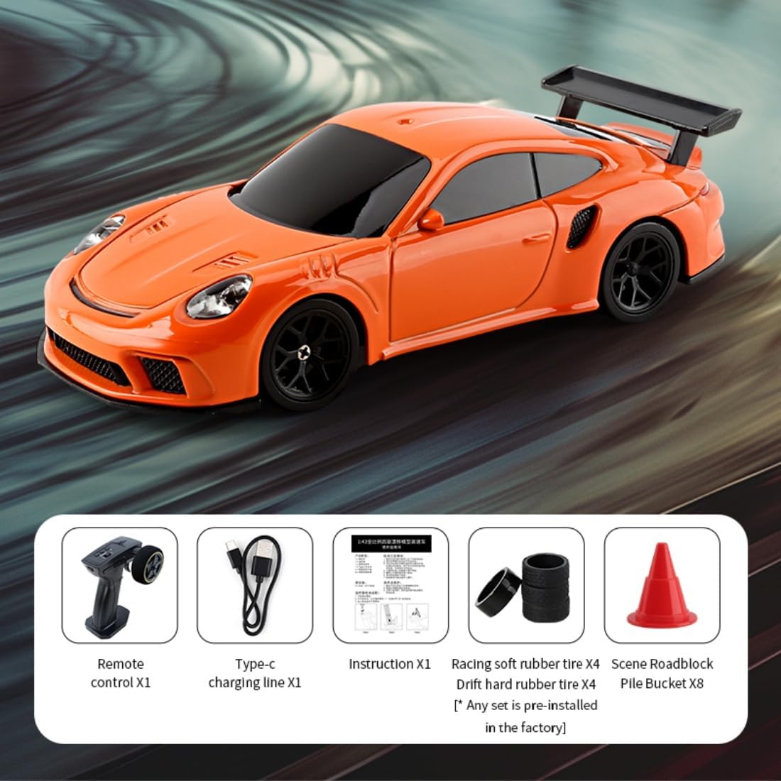 1/43 Electric RC Car 4WD Brushed Ready to Run – Porsche 911 Style