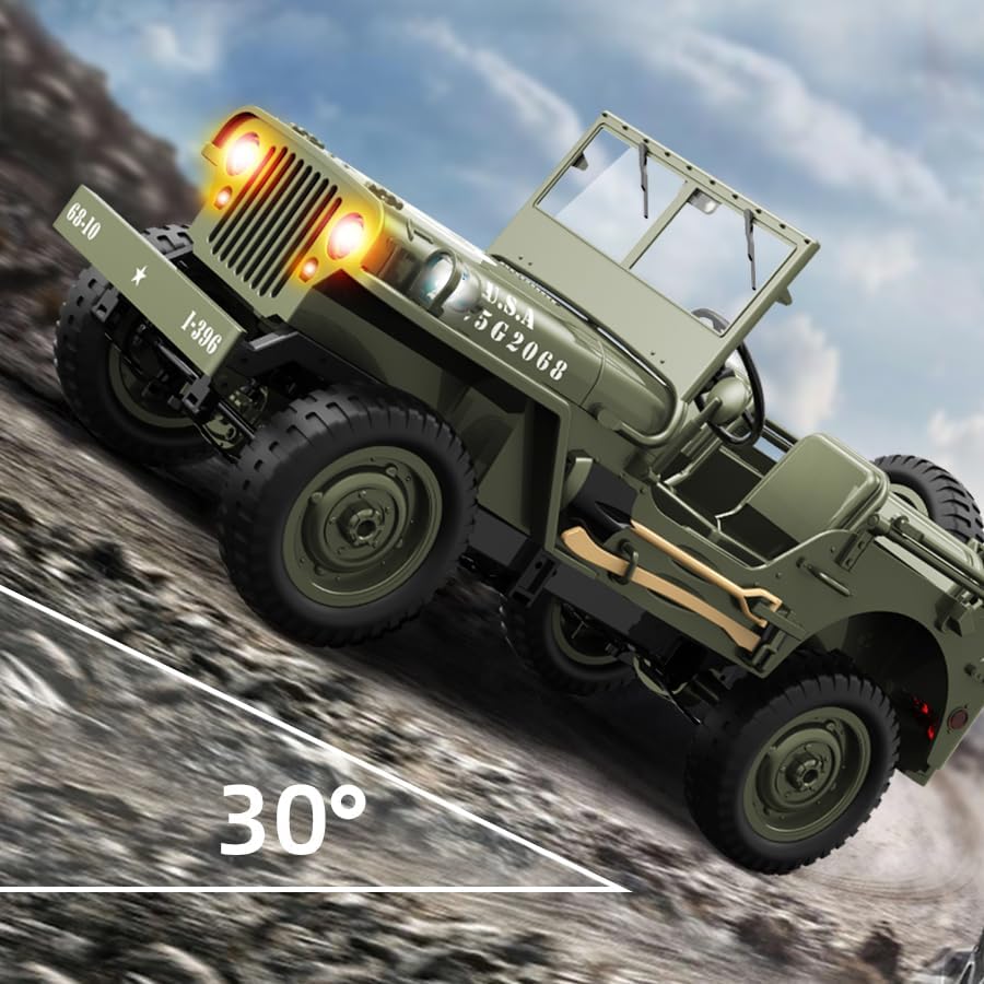 1/10 Willys MB Jeep 4WD Ready to Run RC Crawler with Tarpaulin and LED Lights