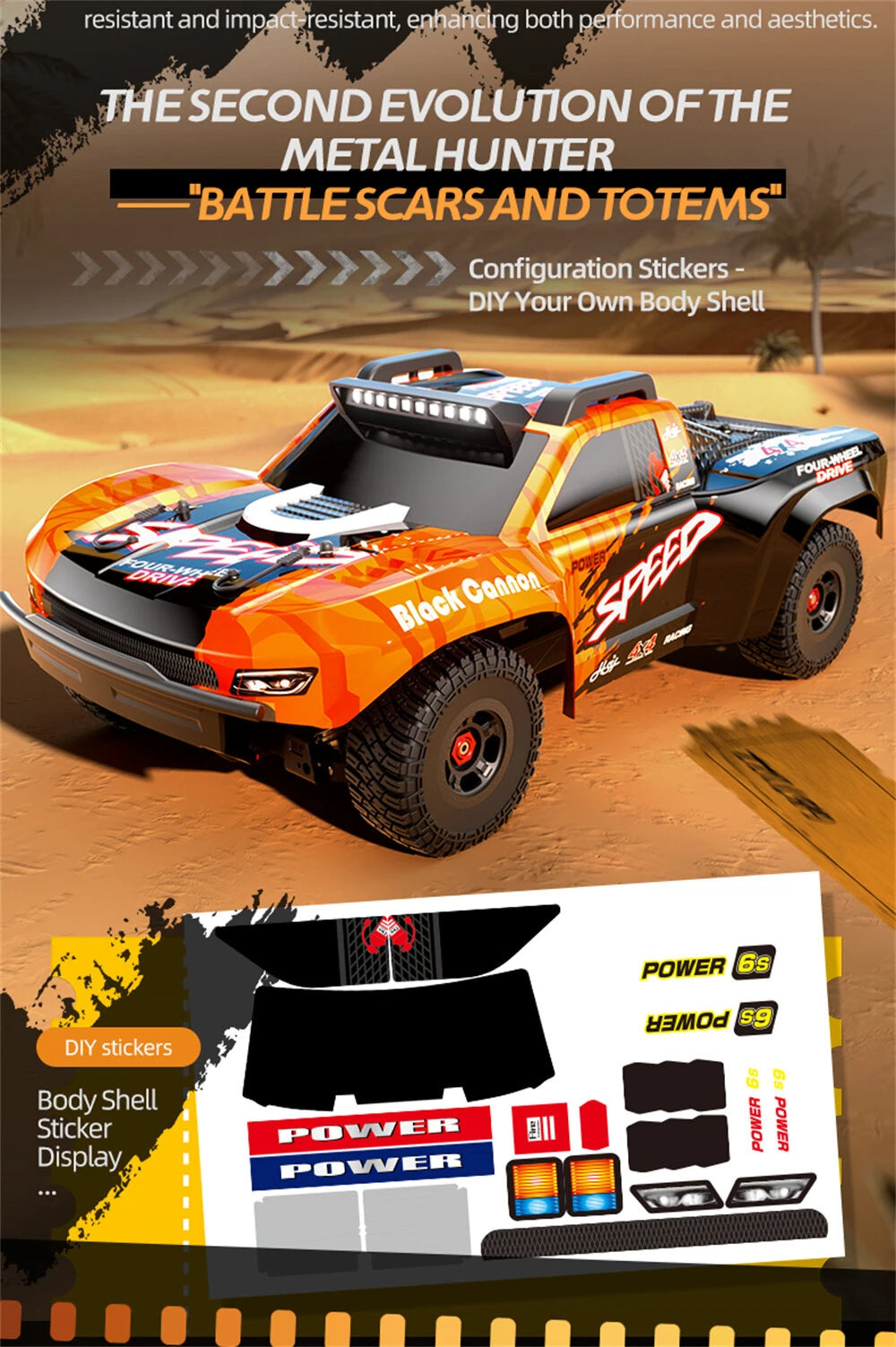 JJRC C8822 Frame Version 1/8 4WD Desert Off-Road Short Course Truck Assembly Kit