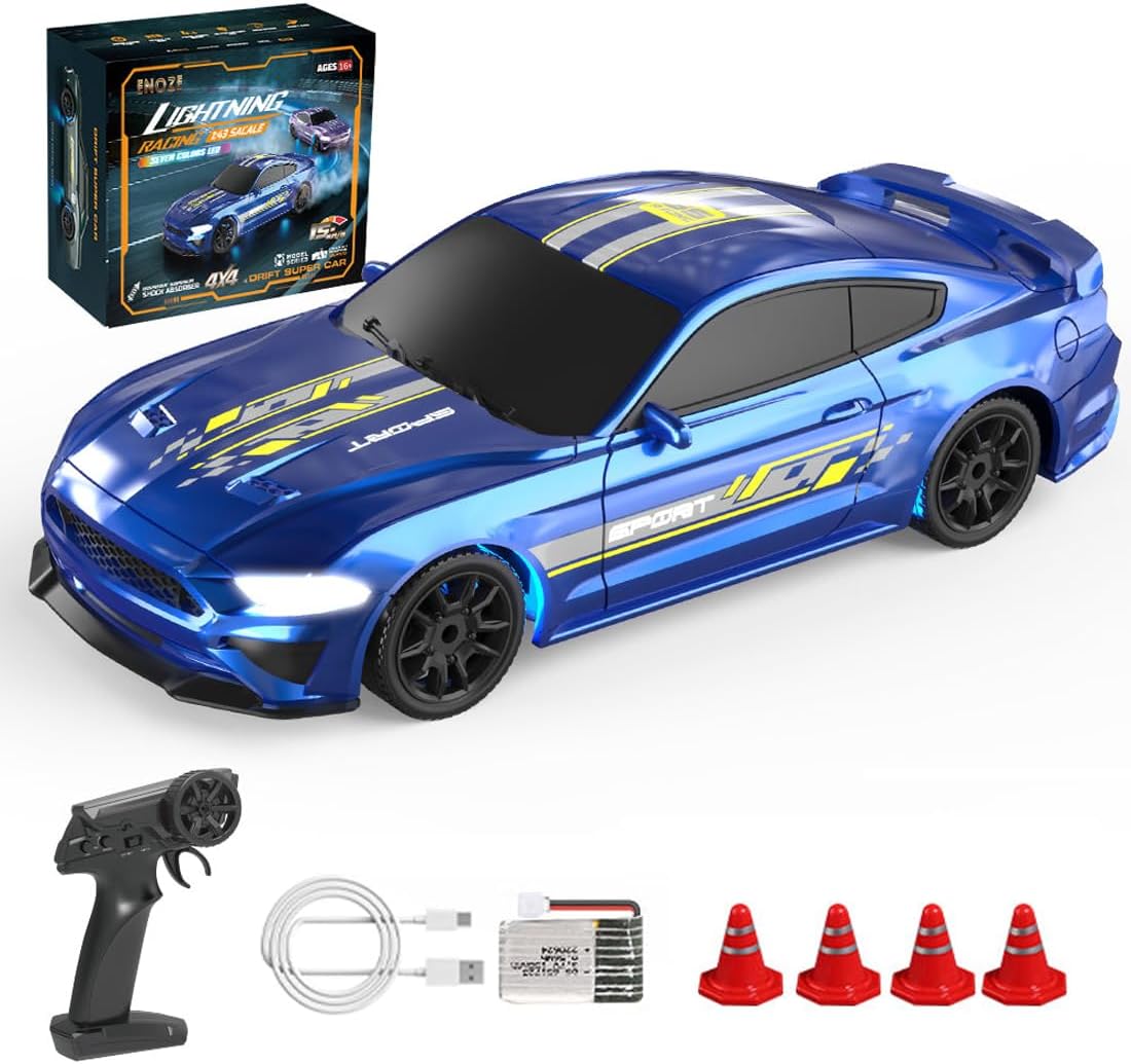 1:43 4WD Full Proportional Ready to Run Drift RC Car, Ford Mustang-Inspired