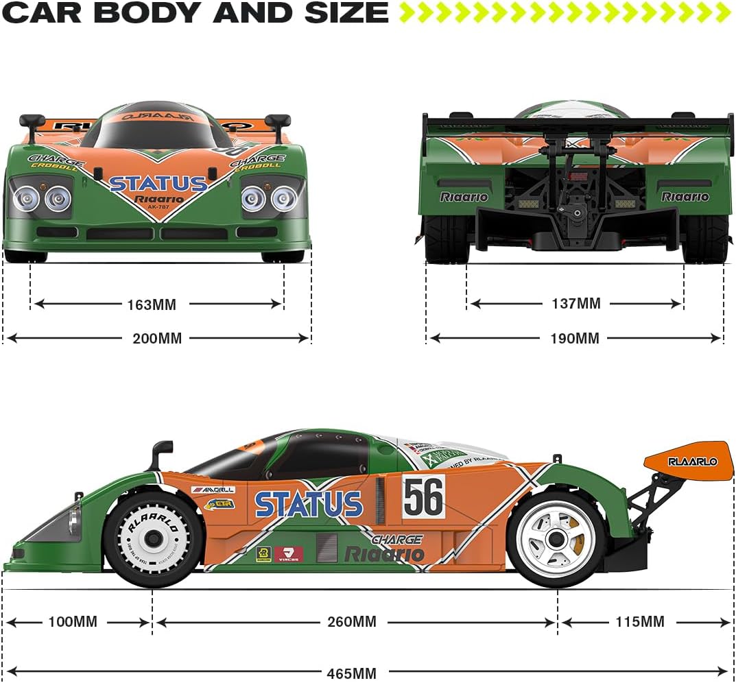 AMORIL AK-787 1/10 4WD Ready to Run Brushless RC Drift Car with LED Lights