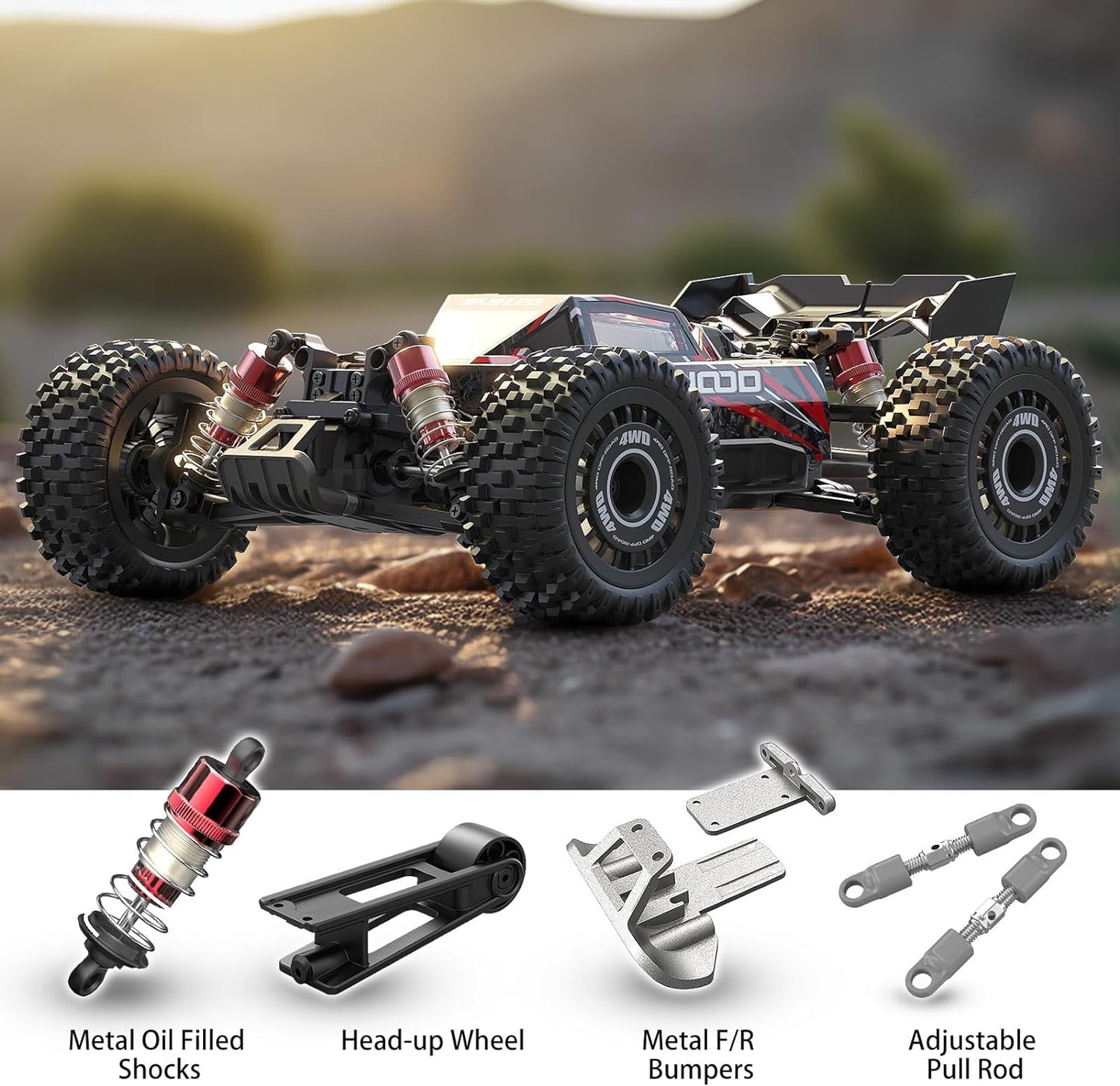 Jetwood 1/16 4WD Brushless Off-Road RC Buggy – Max 42 mph, Twinshell RTR