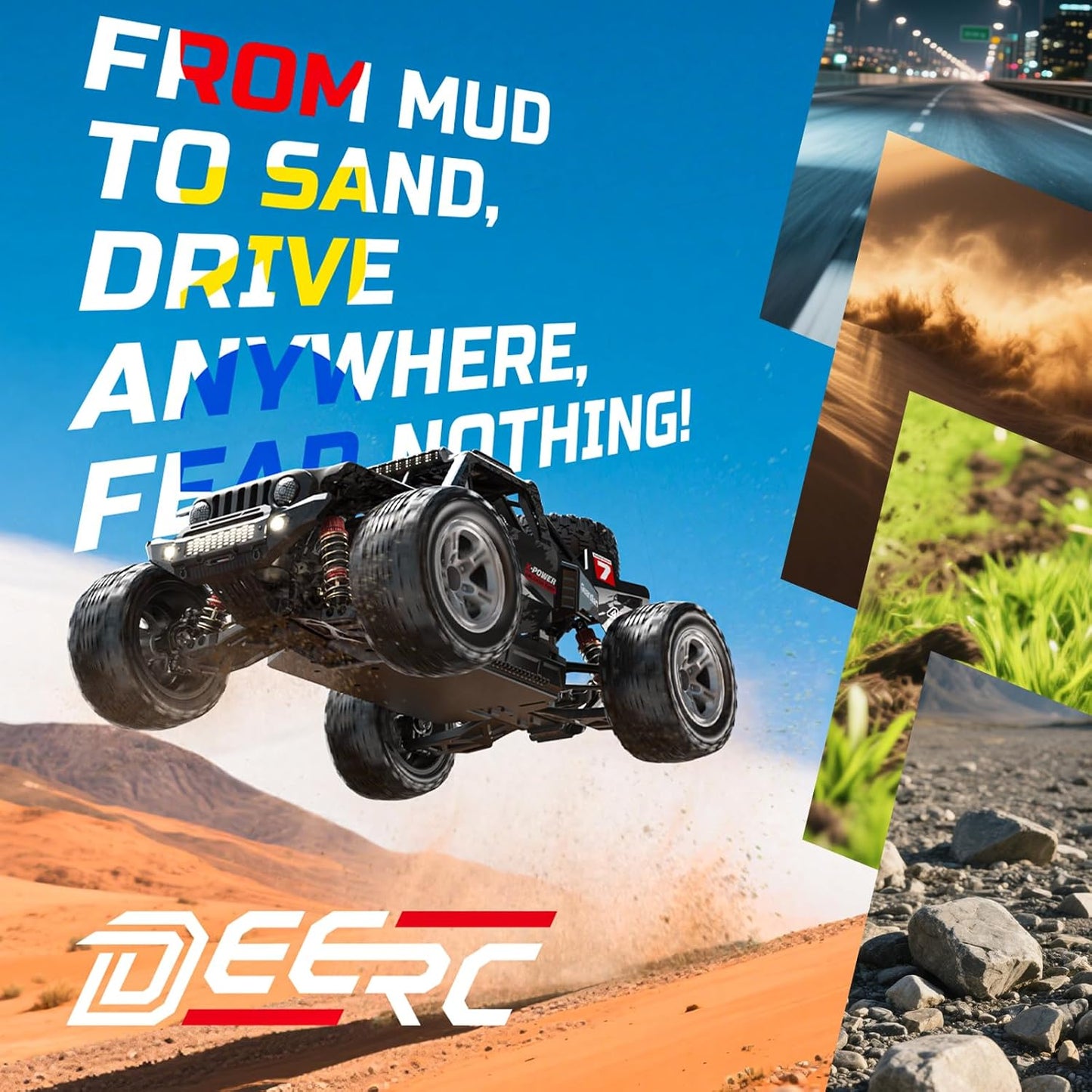 DEERC 207E 1/10 4WD Brushless Ready to Run Monster Truck with LED Lights
