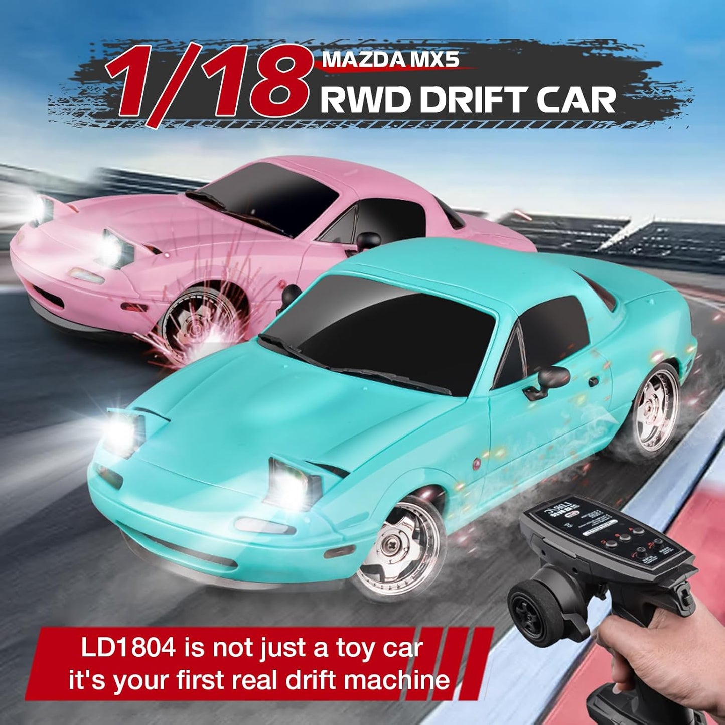 ARRIS LD1804 1/18 Mazda MX-5 RWD Mini RC Drift Car with Gyro and LED Lights