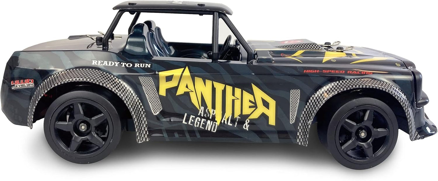 Amewi 21088 1/16 2WD Ready-to-Run RC Drift Car Black Panther with LED Lights