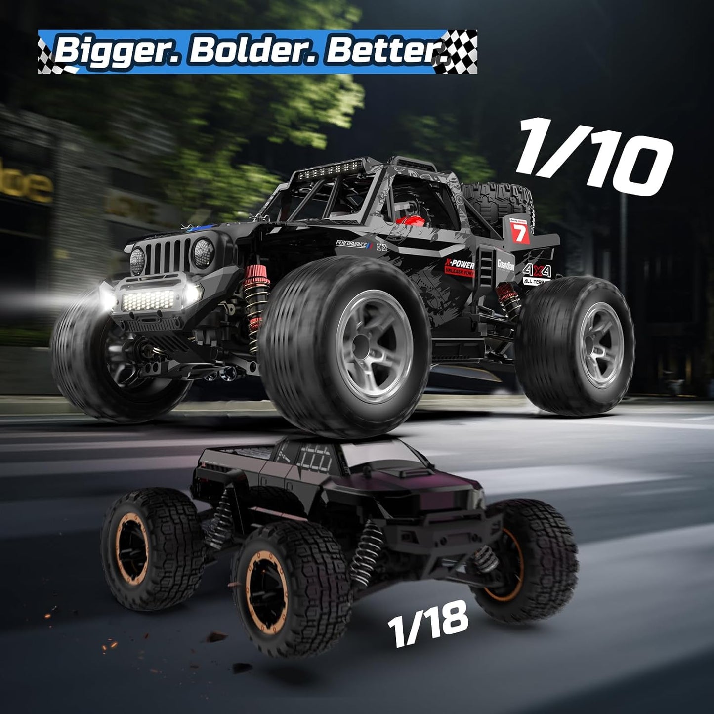 DEERC 207E 1/10 4WD Brushless Ready to Run Monster Truck with LED Lights