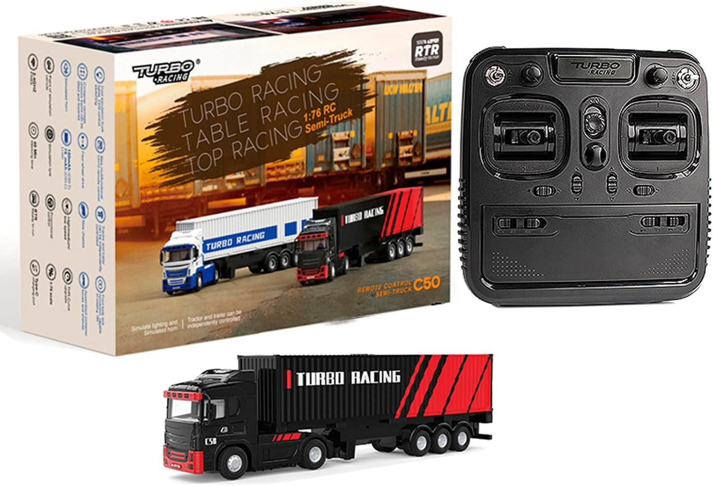 Turbo Racing C50 1:76 4WD Ready to Run Micro Tractor Truck with Trailer