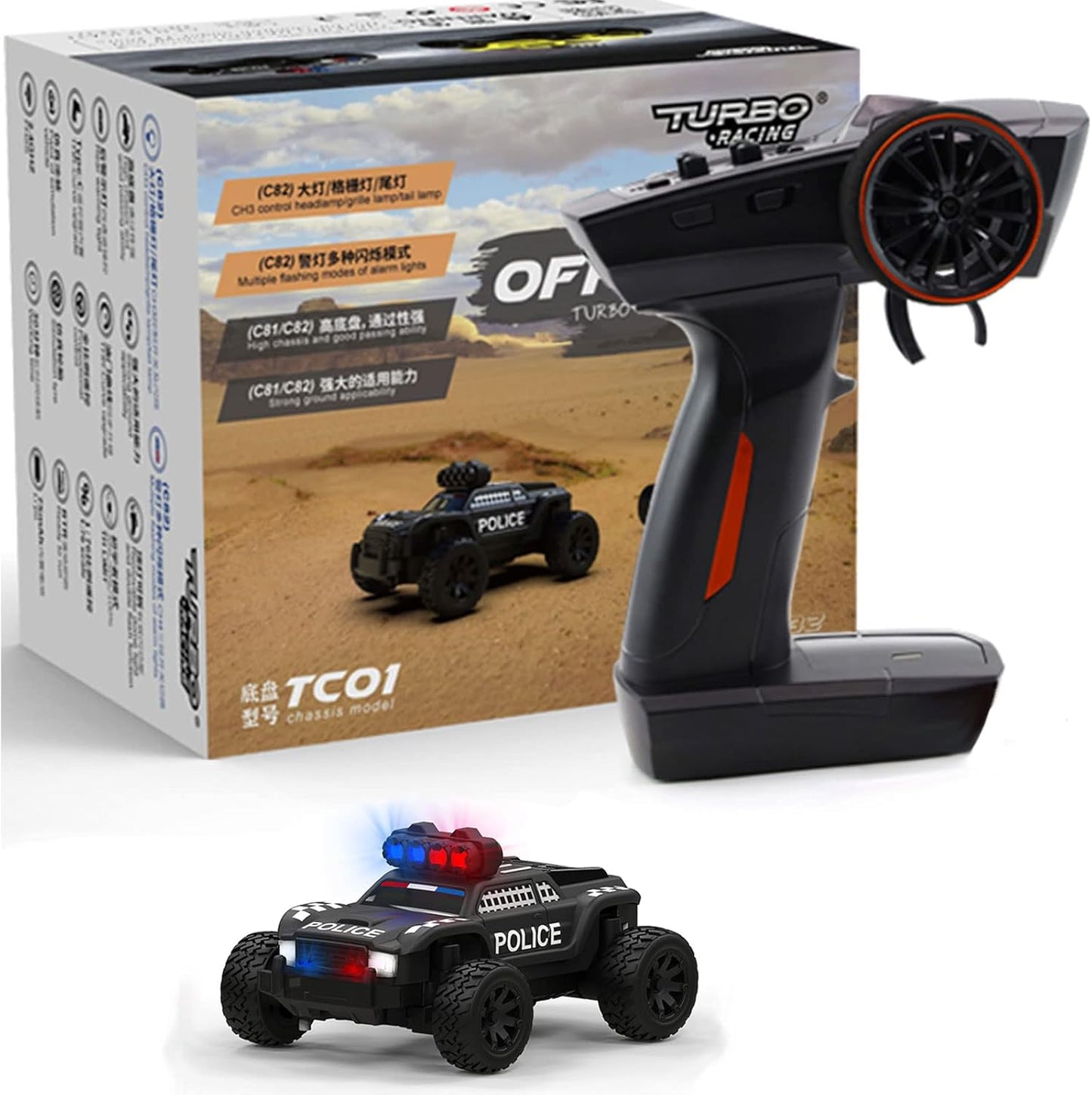 FLYCOLOR Turbo Racing 1:76 Scale Drift RC Car – Full Proportional 2WD with Gyro & Dual Shells (RTR)