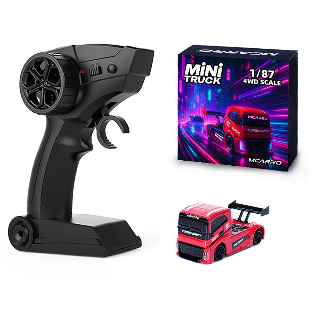 MCARRO MC081 1/87 Scale 2WD Brushed Micro RC Truck - Desktop Car Ready-to-Run with LED Lights