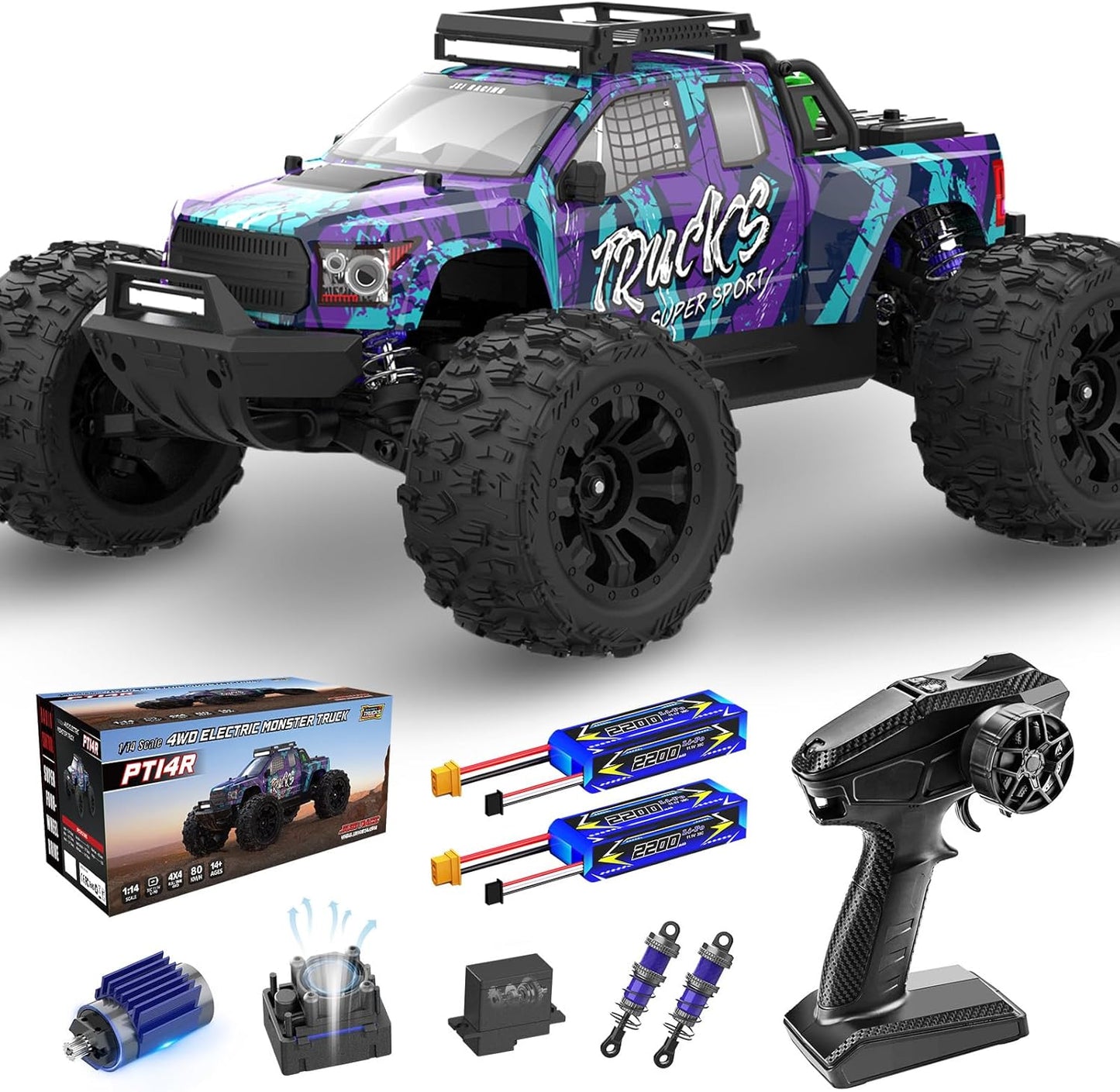 JIUSI 1/16 Scale 4WD Brushless Off-Road RC Monster Truck
