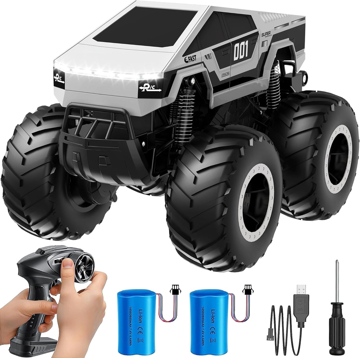 1/16 scale 4WD waterproof amphibious off-road pick-up truck RTR with remote control, batteries, and accessories