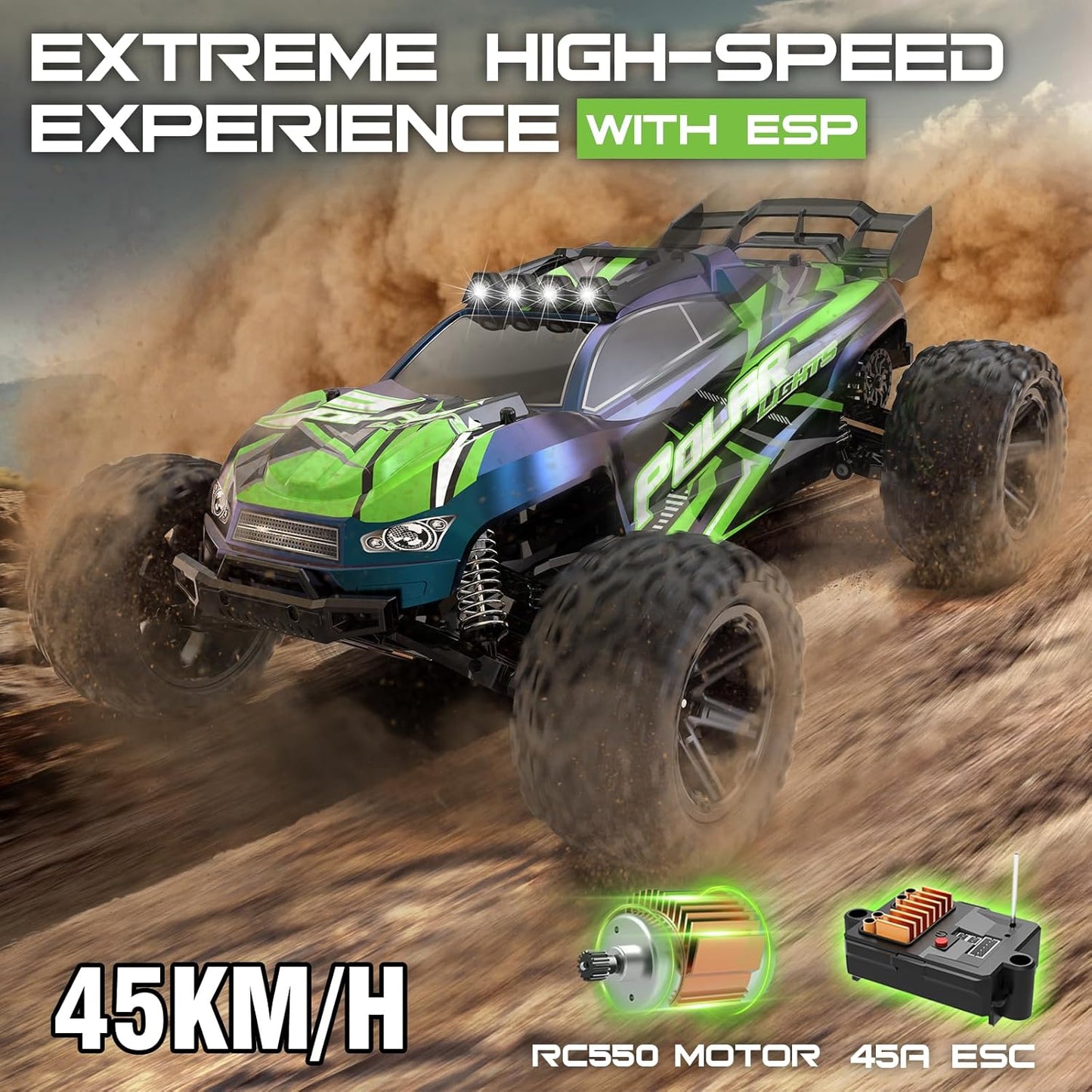Womaqu 1:10 Scale 4WD High-Speed RC Monster Truck – 18-Inch