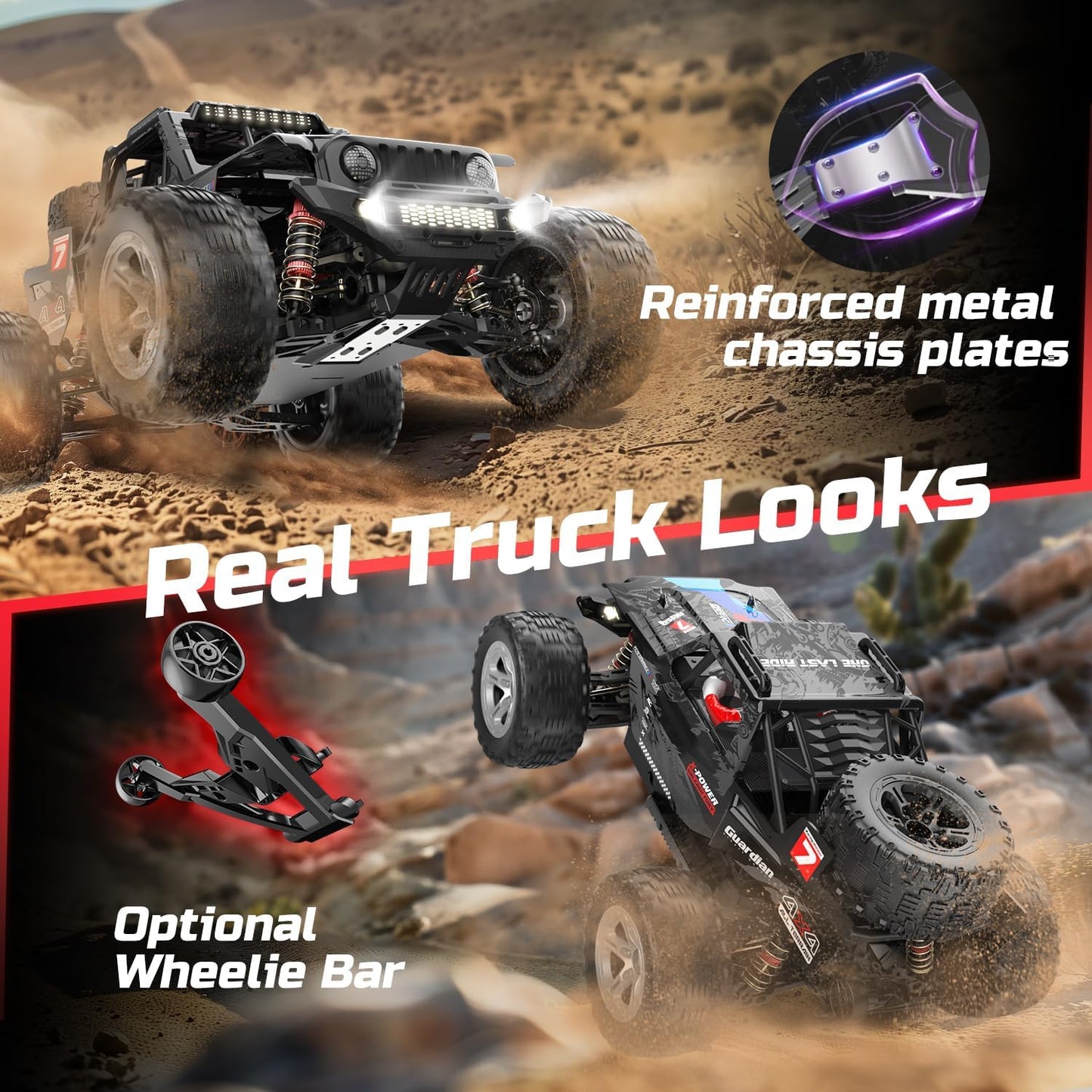 DEERC 207E 1/10 4WD Brushless Ready to Run Monster Truck with LED Lights
