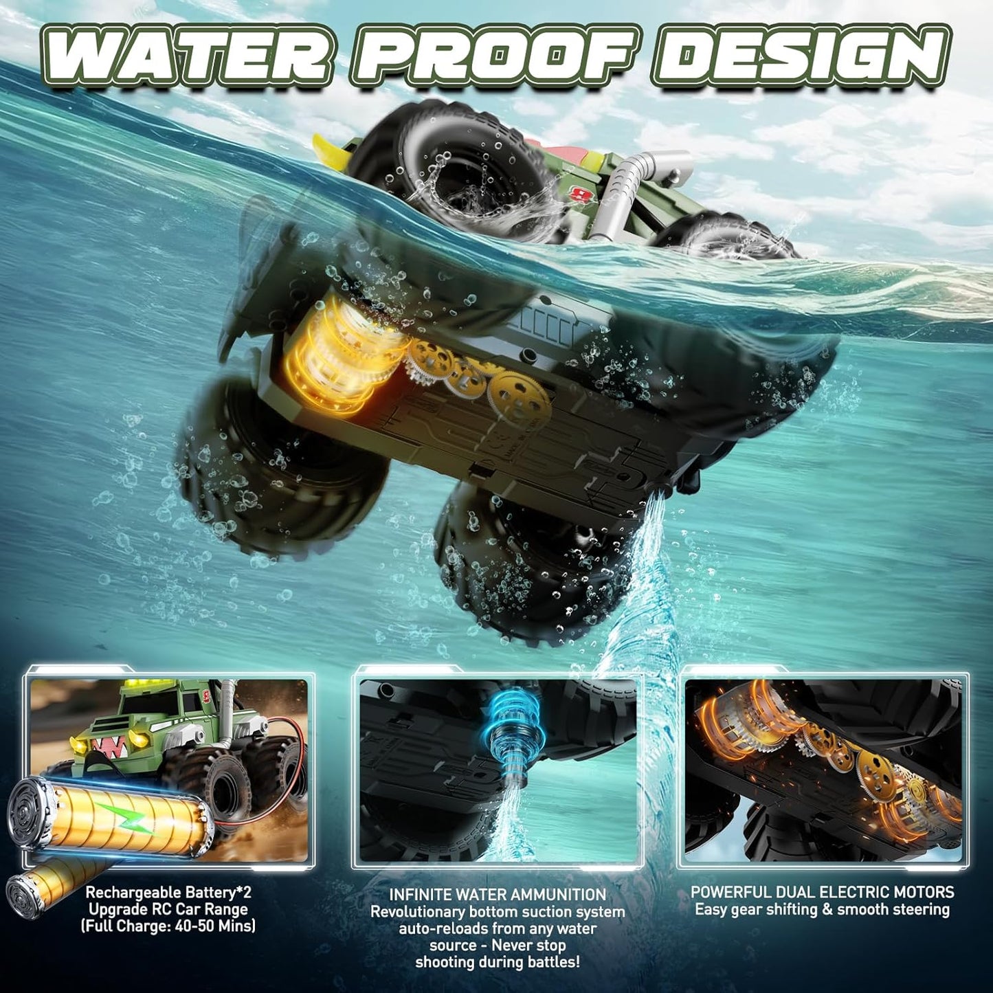 UFOLED 1/18 Amphibious Waterproof Monster Truck – 4WD Ready-to-Run