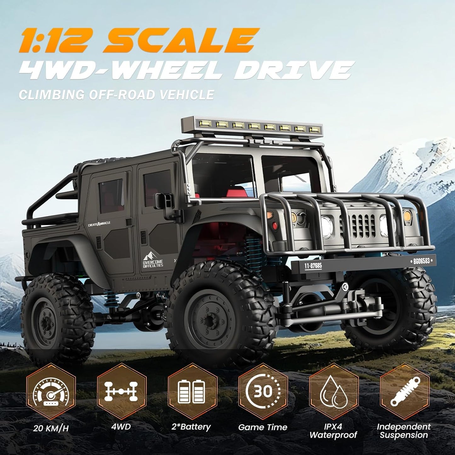 SIMREX 1/12 Scale 4WD All-Terrain RC Off-Road Truck
