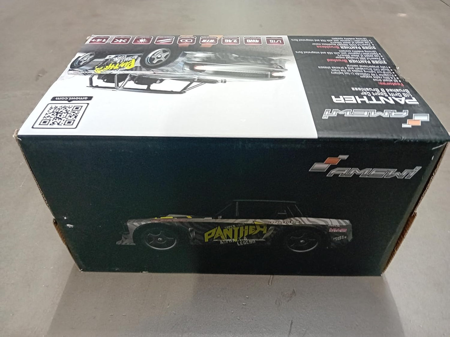 Amewi 21088 1/16 2WD Ready-to-Run RC Drift Car Black Panther with LED Lights