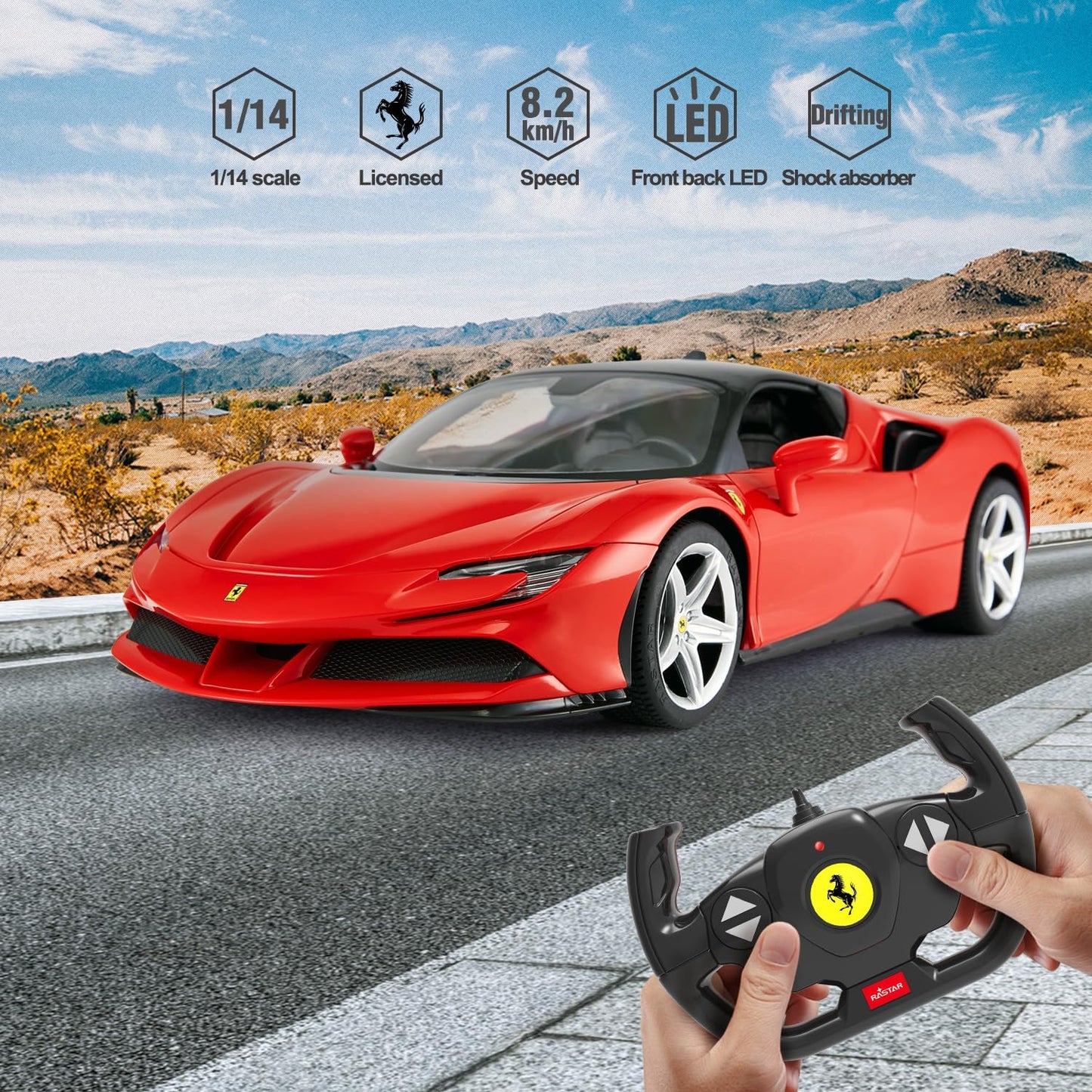RASTAR 1/14 Ferrari SF90 Stradale RTR Remote Control Supercar