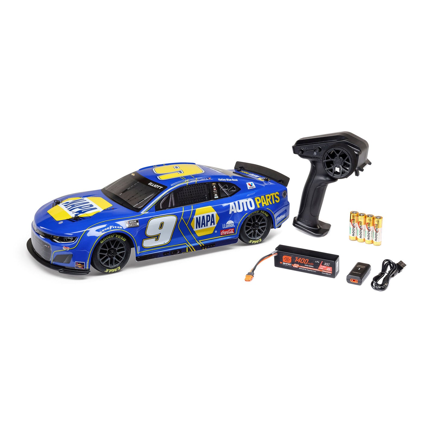 Losi 1/12 NASCAR Chase Elliott No. 9 NAPA 2025 Chevrolet Camaro ZL1 AWD RTR RC Race Car