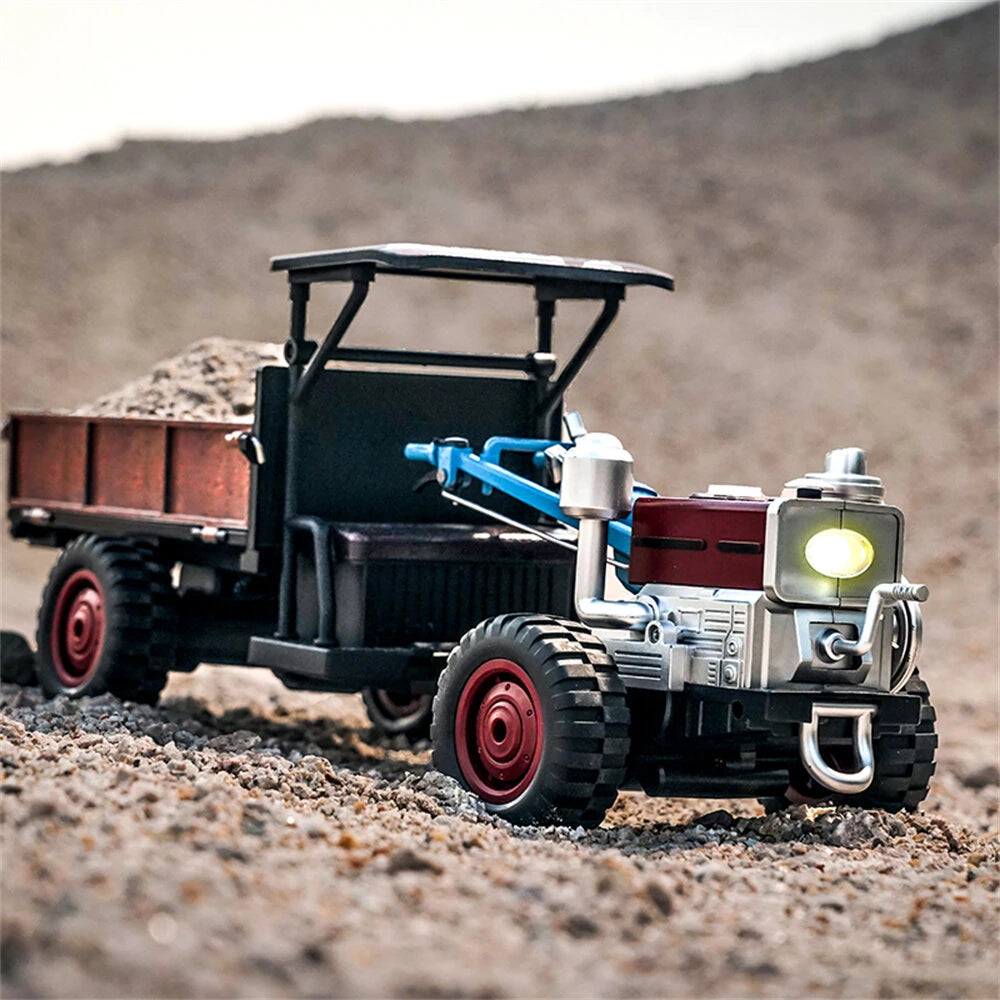 JJRC C8836 1/12 4WD RC farm tractor - red farm simulator truck driving on dirt.