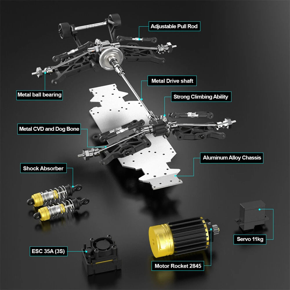 JIUSI MT14R 1/14 4WD Brushless Off-Road Truck – 80 km/h Ready-to-Run Speed Beast