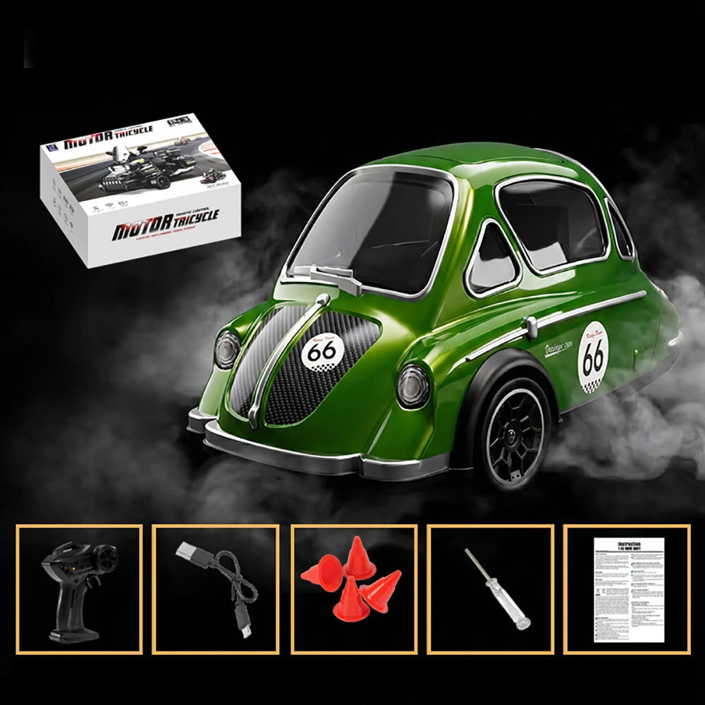 FQD77 1/43 Scale 2.4G Tricycle Drift Vintage RC Car Ready-to-Run