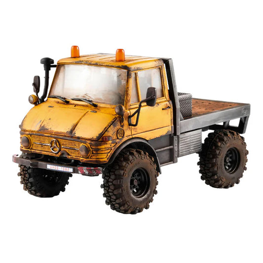 FMS 1/24 FCX24 Mercedes-Benz Unimog RTR RC Truck – Woodlander Yellow Rusted Mod