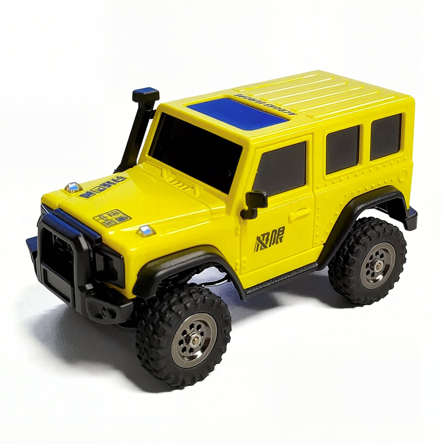 LDARC X43 1/43 scale 4WD mini RC rock crawler front three-quarter view in yellow body