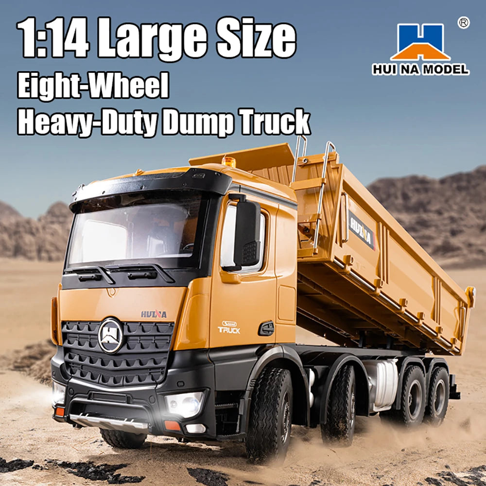 HUINA 1536 1/14 Scale 8WD Brushed RC Dump Truck Construction Vehicle Ready-to-Run with Lights & Sound