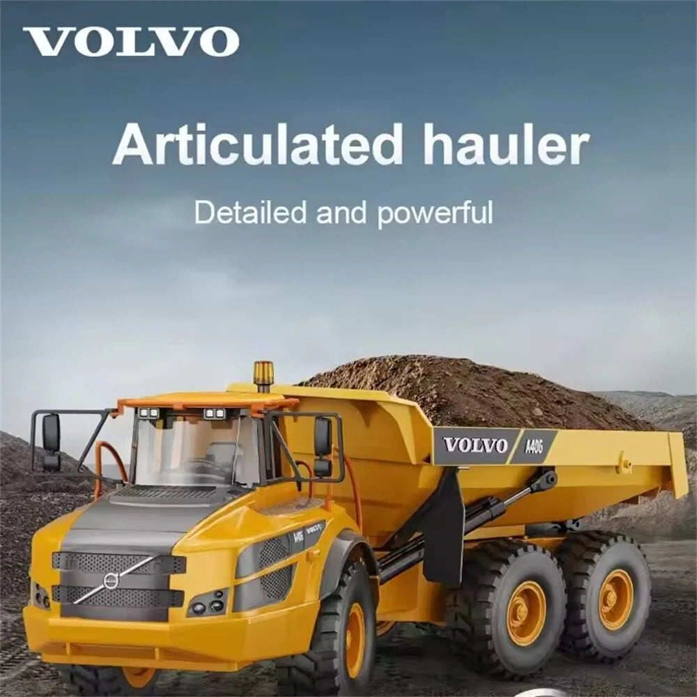 Double Eagle E591 1/20 6WD RTR RC articulated dump truck in action hauling the dirt