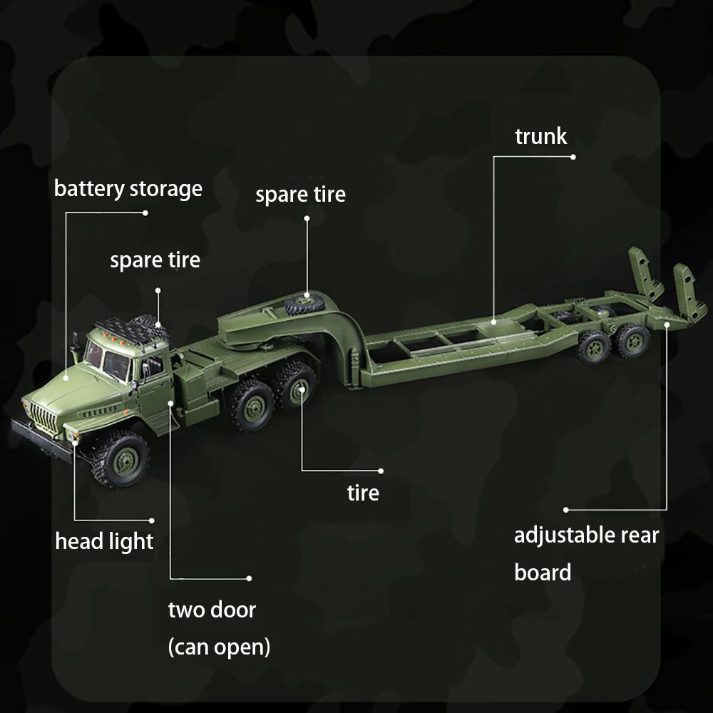 WPL B36-3 Ural 1/16 Scale 6WD Military Truck with Trailer – Ready-to-Run Rock Crawler
