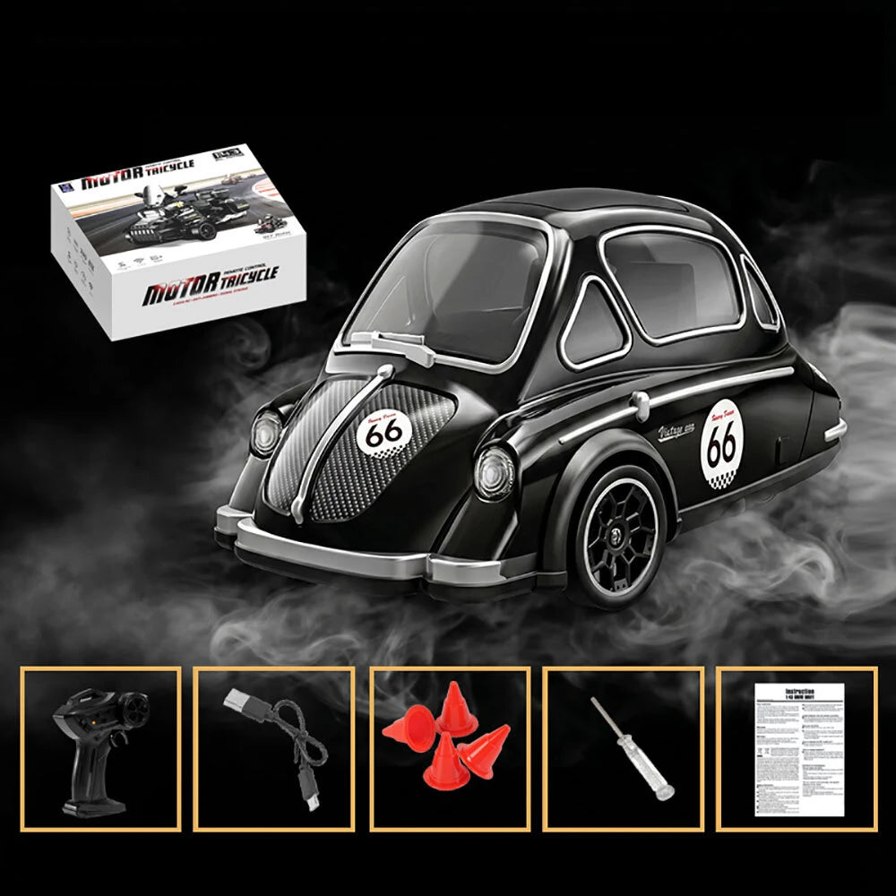 FQD77 1/43 Scale 2.4G Tricycle Drift Vintage RC Car Ready-to-Run