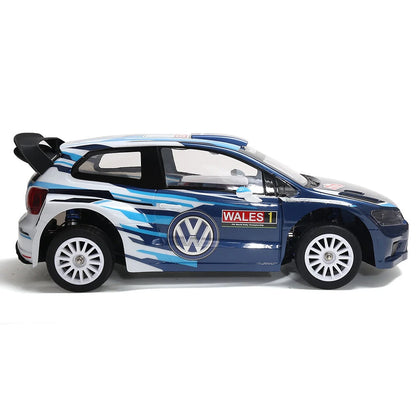 1/10 scale brushless RC rally car side profile view
