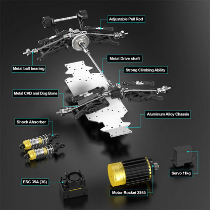 JIUSI PT14R 1/14 Brushless 4WD Ready to Run RC Off-Road Truck