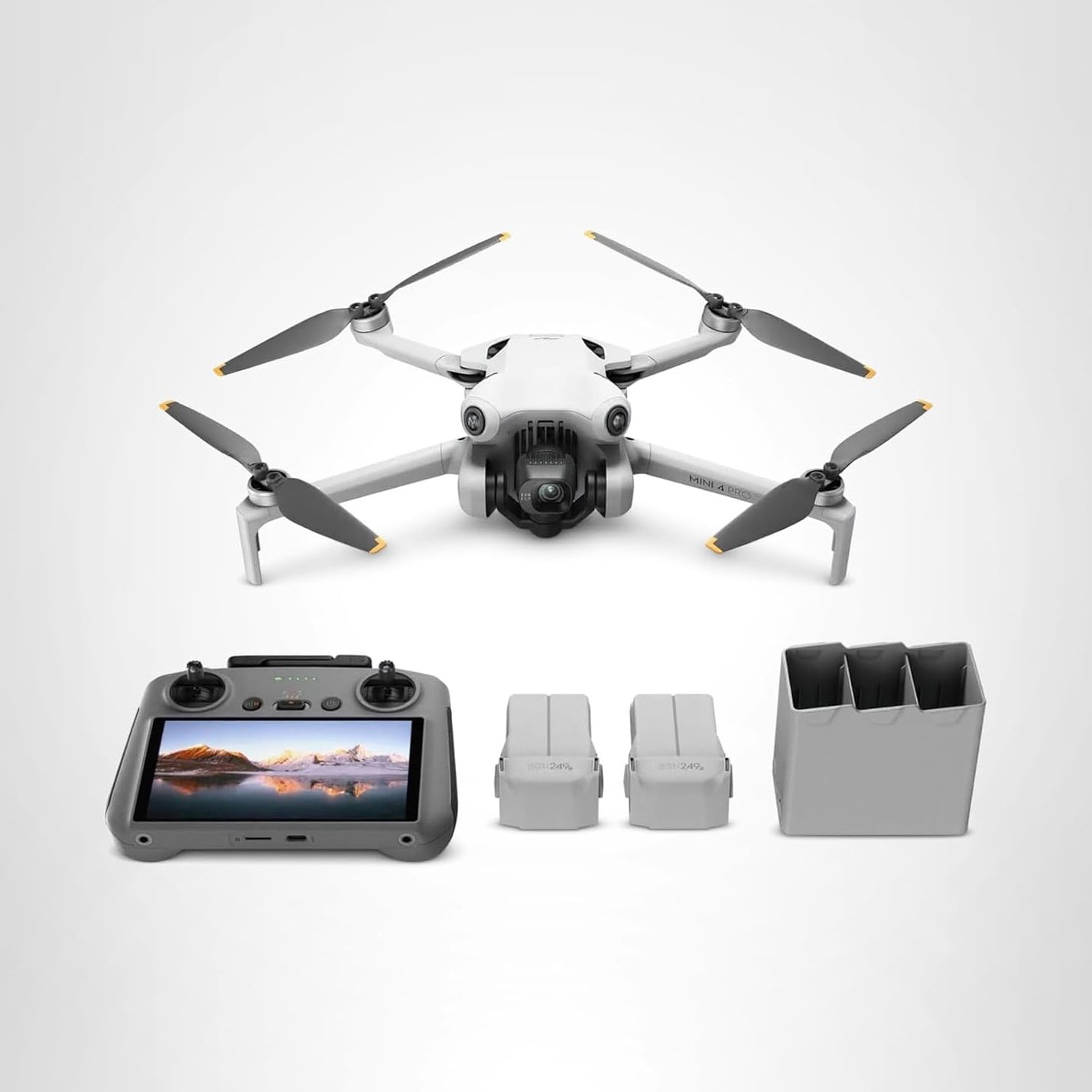 DJI Mini 4 Pro Fly More Combo 4K HDR camera drone with controller and batteries, 3 batteries included