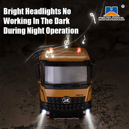 HUINA 1536 1/14 Scale 8WD Brushed RC Dump Truck Construction Vehicle Ready-to-Run with Lights & Sound
