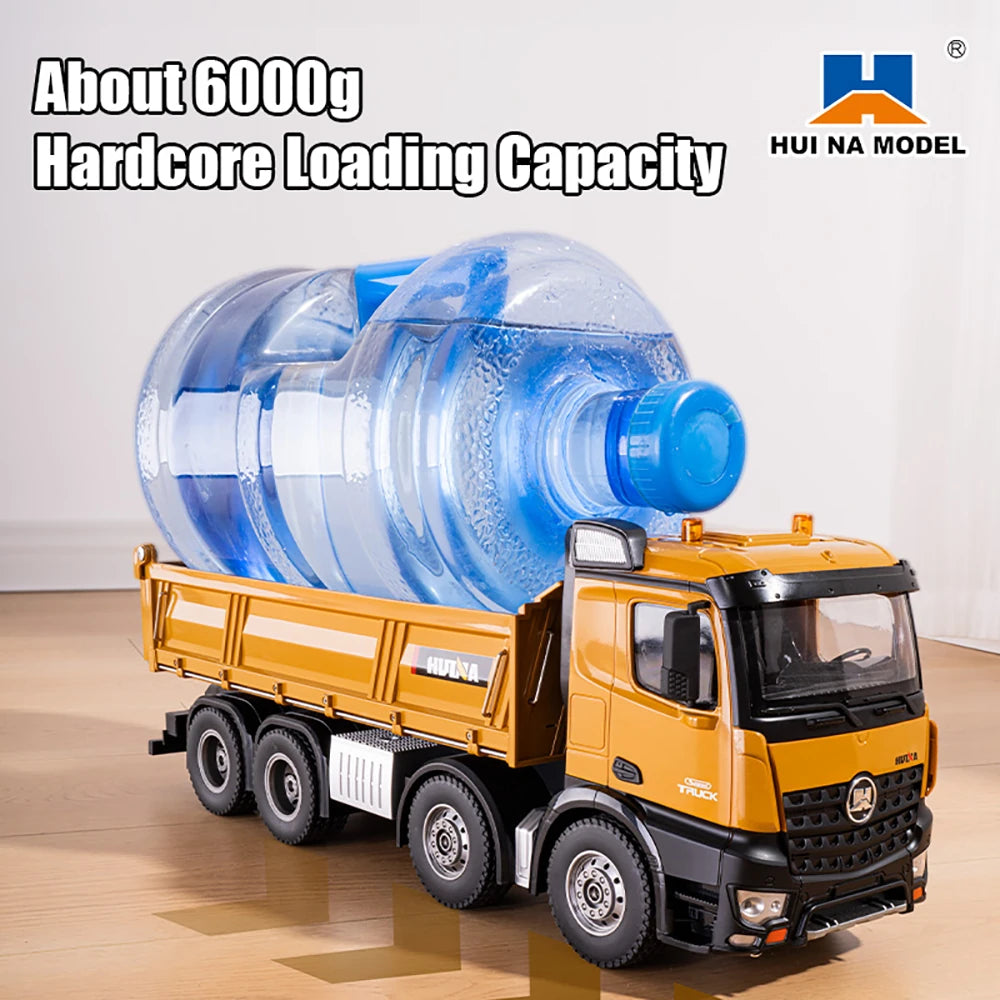 HUINA 1536 1/14 Scale 8WD Brushed RC Dump Truck Construction Vehicle Ready-to-Run with Lights & Sound