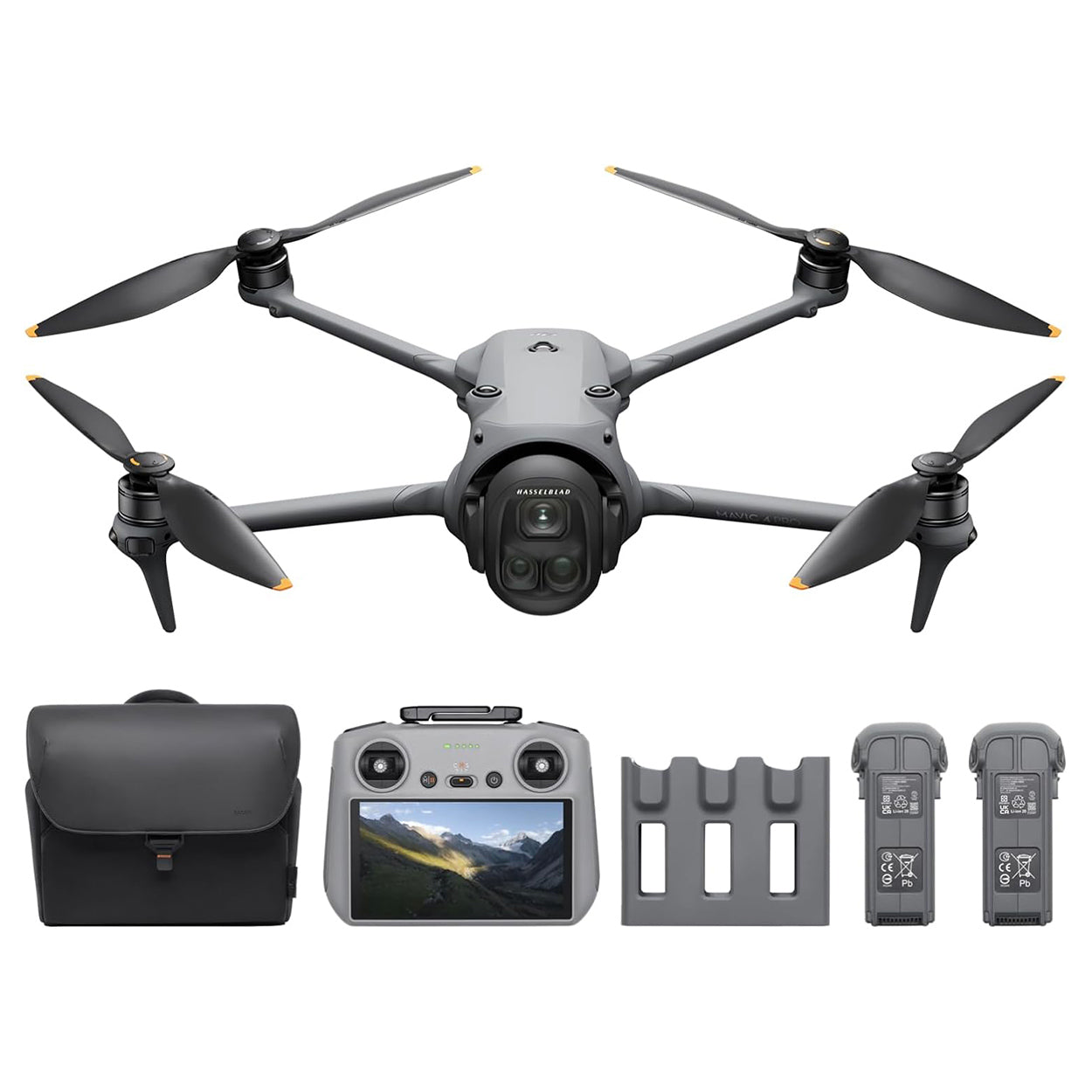 DJI Mavic 4 Pro Fly More Combo 100MP Hasselblad drone with, bag, remote controller, batteries, and accessories