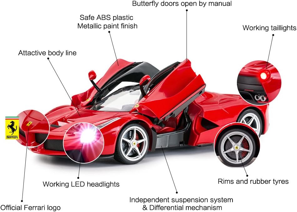 RASTAR 1/14 Scale Ferrari LaFerrari RC Car – Licensed Supercar Replica, Ready-to-Run