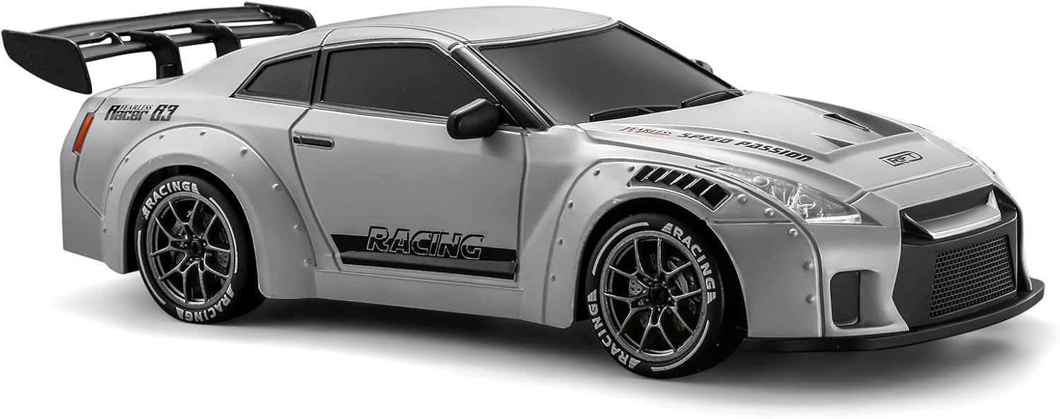 ACAMMZAR 1/24 4WD brushed RTR drift car - side view of Nissan GT-R inspired black body