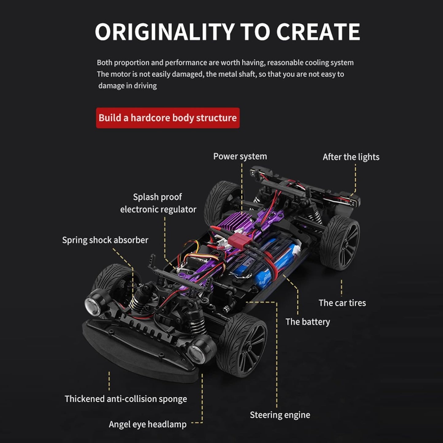 GoolRC 1/16 2WD Ready-to-Run RC Drift Car with 3 Batteries