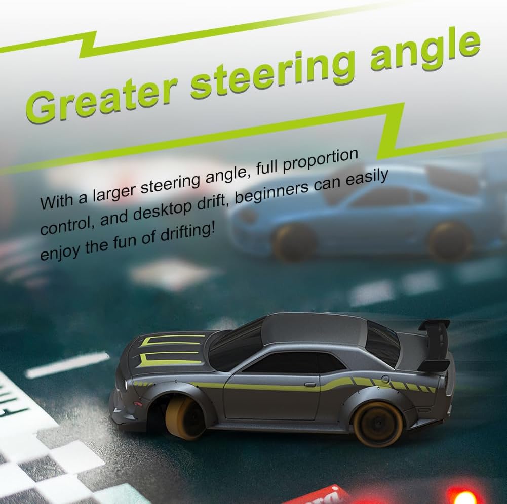 FLYCOLOR Turbo Racing 1:76 C65 Drift RC Car with Gyro RTR – Grey