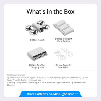 DJI Neo Fly More Combo 4K Drone – Palm-Takeoff, 135 g, 3 Batteries