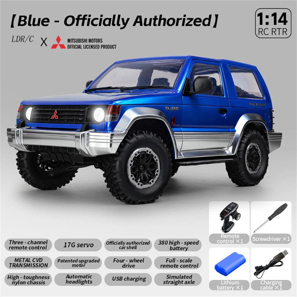 LDRC 1/14 Mitsubishi Pajero V24WG (1992) 4WD Climbing RC Truck – Dual-Speed, Metal Gears